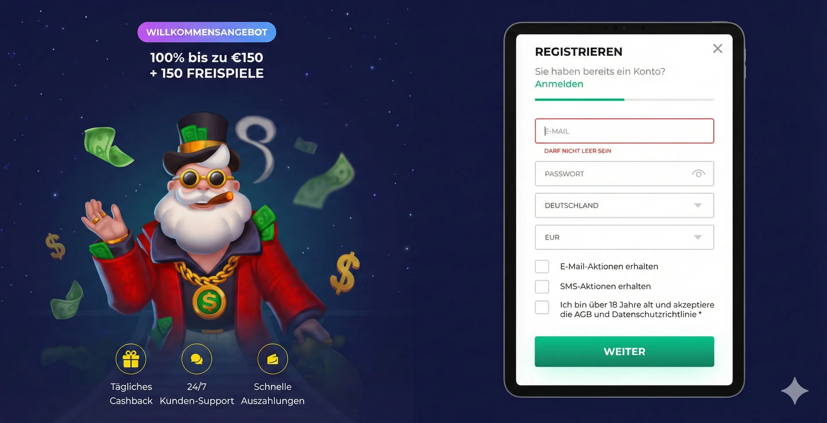 Pinocasino registreren